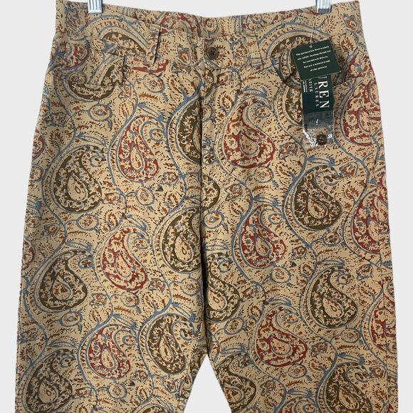 Lauren Ralph Lauren Paisley Cropped Pants Women's 10P High-Rise Straight-Leg New - Picture 5 of 10